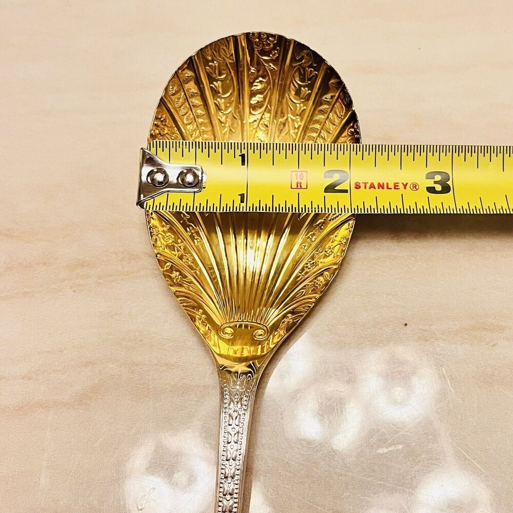 Vintage William Adams Sheffield England Serving Spoon Set Silverplate Gold Wash - Picture 8 of 10